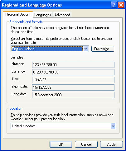Regional Settings